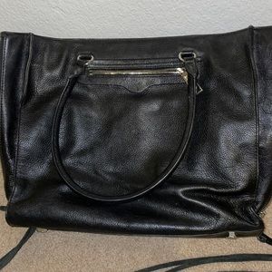 Black pebbled leather Rebecca Minkoff tote with tassels